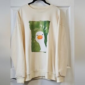 Cream Sweatshirt with Goose Print